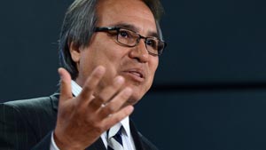 United Nations Special Rapporteur on the rights of indigenous peoples, James Anaya, holds a press conference at the National Press Theatre in Ottawa, Canada on Tuesday, Oct. 15, 2013. (photo by Sean Kilpatrick/THE CANADIAN PRESS)