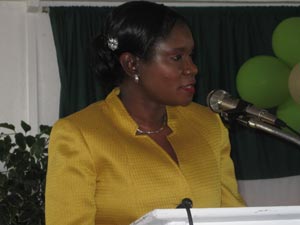 Minister Jennifer Webster making her address at the launching ceremony.
