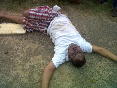 The sprawled body of the Tain resident who was allegedly beaten to death