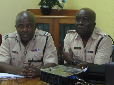 Assistant Commissioner Brian Joseph addressing the gathering in the presence of Senior Superintendent Stephen Mansell During the launching.