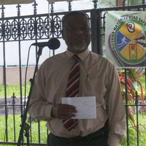 Prime Minister Samuel Hinds speaking on Friday last at the launch of National Road Safety Month 2013.