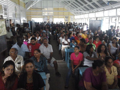 The gathering on Tuesday who were addressed by the Assistant Commissioner Balram Persaud among others