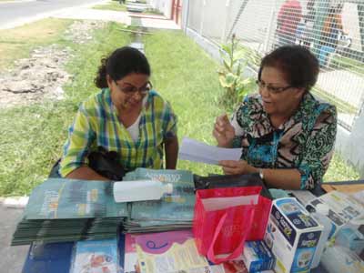 A visitor is advised on personal health care