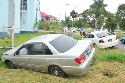 The two vehicles which were involved in the accident (Adrian Narine photo)