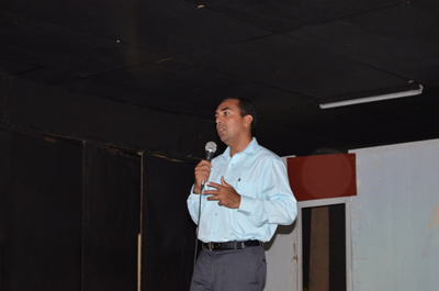 National Frequency Management Unit (NFMU) Managing Director, Valmikki Singh during his address to the students at the ICT Tech Day Camp at Lichas Hall, Linden, Region 10