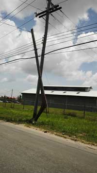 The utility pole after the accident