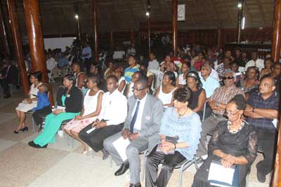 Bereaved family members and other mourners at the Evening of Reflection for former Governor of the Bank of Guyana, Mr. Lawrence Williams