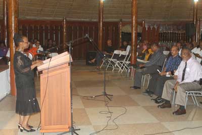 Sister of the deceased, Ms. Waveney Williams, offers a tribute to her brother, Lawrence Williams