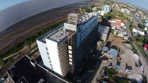 An aerial view of the Marriott Hotel Guyana taken a few days ago (Photo compliments Roraima Airways