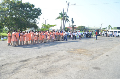 Participants, displaying their banners