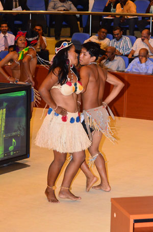 Dancers from St.Cuthbert’s Mission perform at the Centre