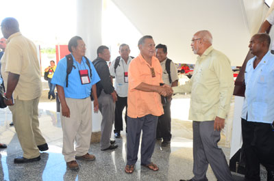 President Donald Ramotar greets participants at the 2014 NTC