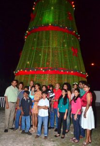 President of Guyana Donald Ramotar and Tourism Minister [ag) Irfaan Ali during the Christmas Tree light up at Rahaman’s Park