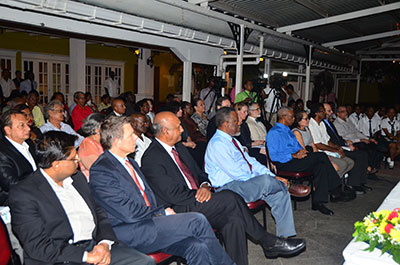 ‘DISTINGUISHED GATHERING’: Senior Government officials and Opposition Parliamentarians, members of the Diplomatic community, officials from the Private Sector and Civil Society, were among those at last evening’s book launch. (Adrian Narine photos)