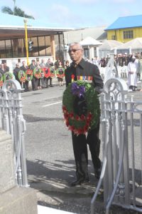 Leader of the Opposition, Brigadier (Ret’d) David Granger places his wreath