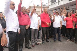 Fellow Party activists bid farewell  (Photos by Adrian Narine) 