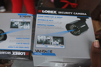 Two of the CCTV security cameras Basdeo plans to install at his business place.