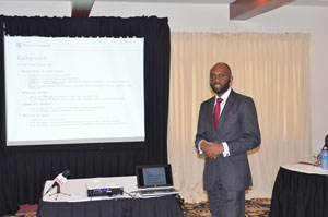 Dr. Epken Omonbude, Economic Adviser, Commonwealth Secretariat, presenting an overview of the Oil & Gas policy to the stakeholders at the forum