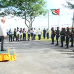 Commander-in-Chief, Donald Ramotar and Army Chief of Staff, Brigadier Mark Phillips taking the ceremonial salute 