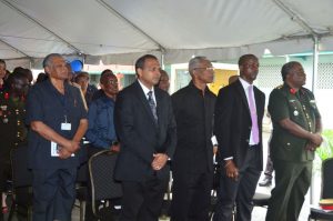  Mr Joe Singh, Dr Frank Anthony, Mr David Granger, Mr Alfred King and Mr Mark Phillips among mourners at Wednesday’s Thanksgiving ceremony (Adrian Narine photos)  