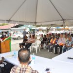 President Ramotar addressing officials of the project and Vreed-en-Hoop residents 