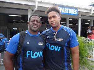 Barbados coach Kenneth Payne (L) and captain Stephen Miller