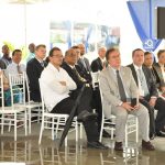 A section of the gathering at Qualfon’s Providence campus opening yesterday