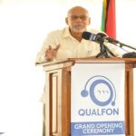  President Donald Ramotar speaking at the opening of the Qualfon Campus at Providence, East Bank Demerara