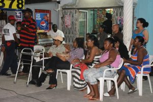 Some of the residents at Kitty last evening who settled in to listen to PPP/C activists  