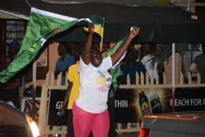 A supporter APNU+AFC supporter who was among one of the more vocal bystanders at last evening’s meeting 