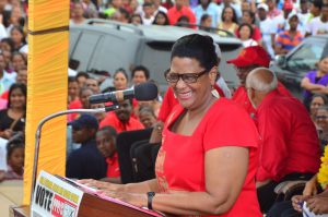 PPP/C Prime Ministerial Candidate Elisabeth Harper is aglow for the Damon Square Rally