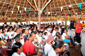 President Donald Ramotar addressing residents of Monkey Mountain, Region 8