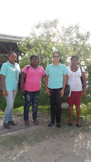 CIIP Field Auditor Alethea Puranram; CETL of Hogstye/ Lancaster NDC, Bonita Leitch; CIIP Project Coordinator Karen Roopchand; and CETL of Fyrish/Gibraltar, Ms. Chandrawattie Chandranauth, following a Team Leaders’ Workshop in Region Six