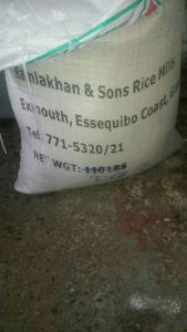 The unopened rice bag, bearing the ‘Ramlakhan and Sons Rice Mill’ trademark