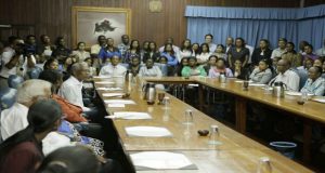 President David Granger meeting with staff of the Office of the President