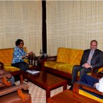 His Excellency President David Granger during his meeting with CARICOM Secretary General, Irwin LaRocque, and Minister of Foreign Affairs Carl Greenidge at the Office of the President yesterday 