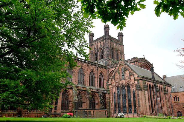 ‘Chester Cathedral’: Legend has it a medieval priest saw Satan peering through window