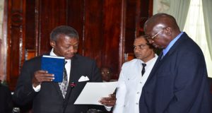 Dr Barton Scotland takes the oath of Speaker of the National Assembly 