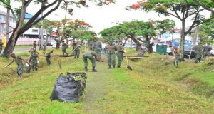 Guyana Defence Force in the cleanup activities 