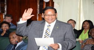 Prime Minister and Leader of the House, Mr. Moses Nagamootoo takes his oath
