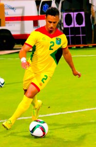 Sam Cox in action at the Guyana National Stadium.