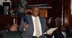 First time Member of Parliament, Finance Minister Winston Jordan takes his oath 