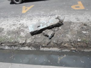 This 3ft-long piece of concrete column with steel embedded in it continued to block the drain for perhaps years, without being detected