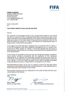 The letter sent by FIFA to the GFF