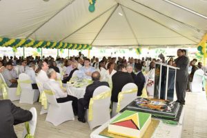Prime Minister Moses Nagamootoo addresses the gathering at the President’s birthday celebration 