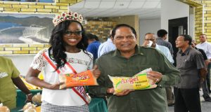Miss World Guyana Lisa Punch and Prime Minister Moses Nagamootoo encouraging Guyanese to support local and eat the healthy way.  