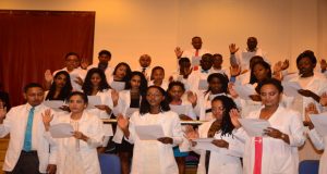 The doctors taking their Hippocratic oath Saturday evening 