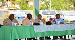 LTVTC Administrator Eon Nicholson, Commander Stephen Mansell, Commissioner of Police Seelall Persaud and Acting Chief Education Officer Patrick Chinedu seated at the head table