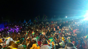 A section of the Haitian crowd at the Cuoss Ocsde Janty Champ de Marse at last Friday night's history-making event