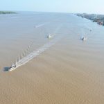 The tactical manoeuvre by the Coast Guard along the Demerara River, yesterday